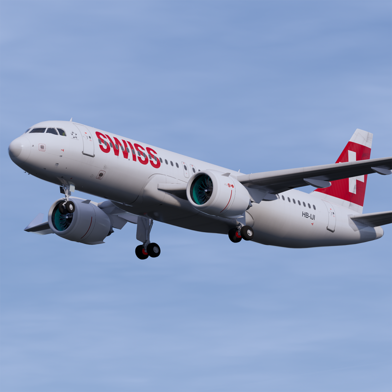 Swiss A320 Airbus 3D 모델 .c4d .max .obj .3ds .fbx .stl .blend