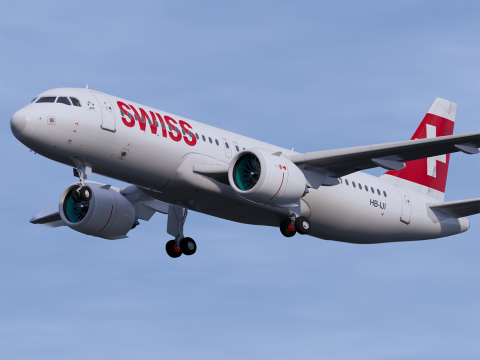 Swiss A320 Airbus 3D Model