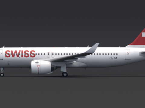 Swiss A320 Airbus 3D 모델