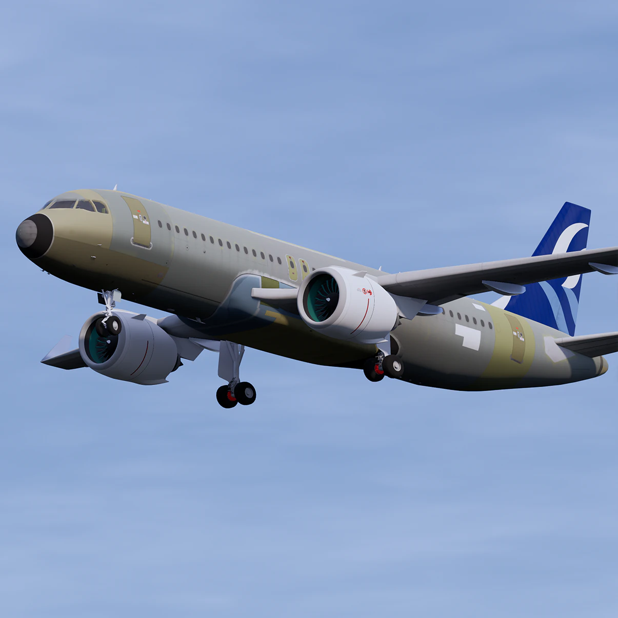 Aegean Airbus A320neo Unpainted 3D Model .c4d .max .obj .3ds .fbx .stl .blend 