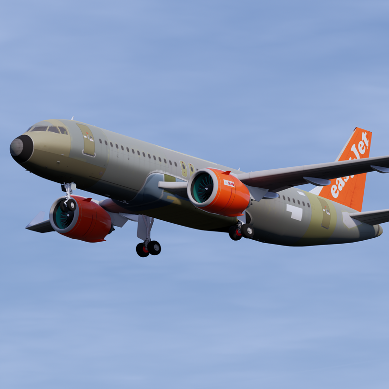 EasyJet A320 Unpainted 3D 모델 .c4d .max .obj .3ds .fbx .stl .blend
