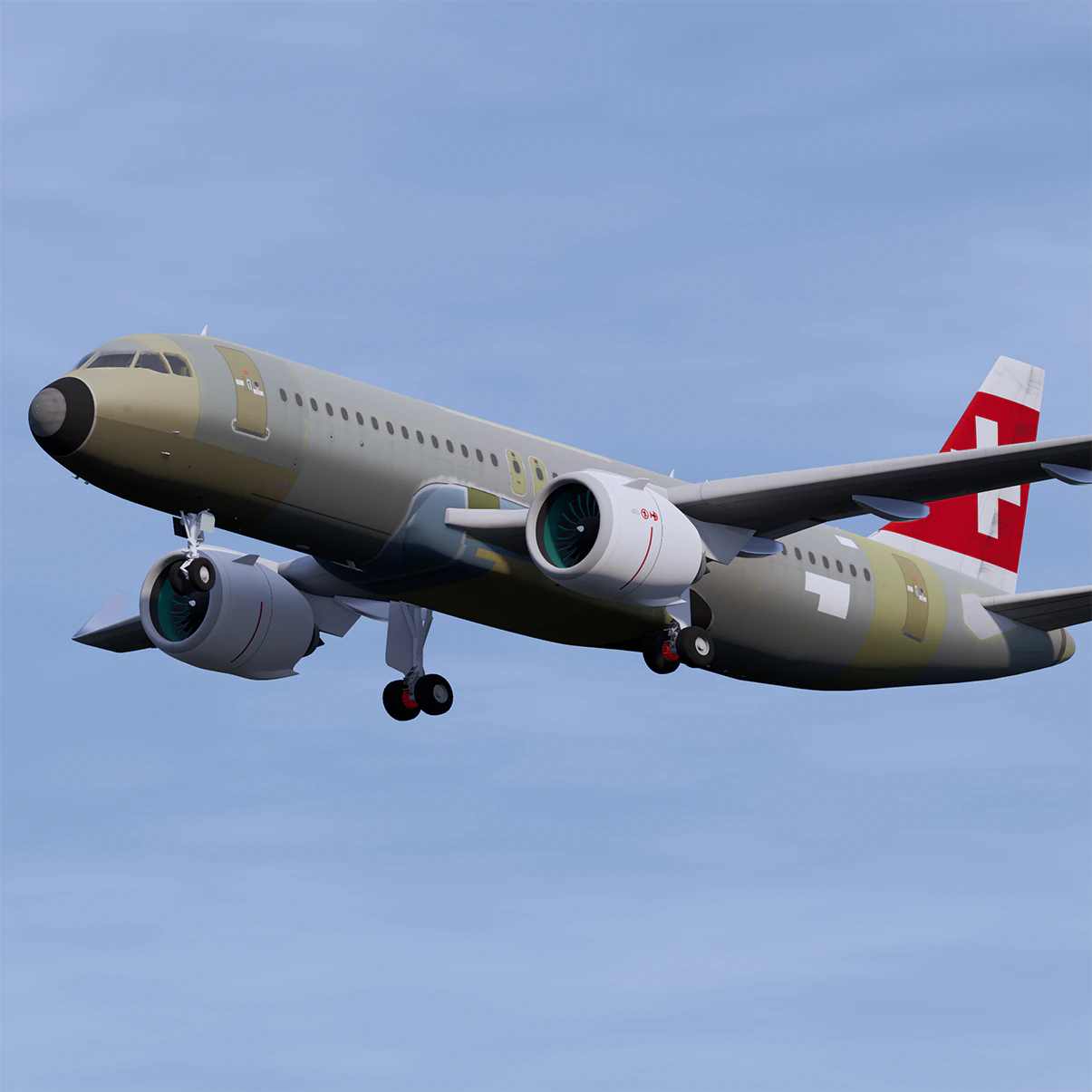 Swiss Air A320 Unpainted 3D Model .c4d .max .obj .3ds .fbx .stl .blend 