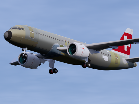 Swiss Air A320 Unpainted 3D Model