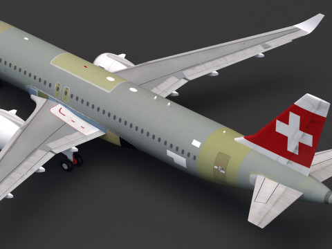 Swiss Air A320 non verniciato Modello 3D