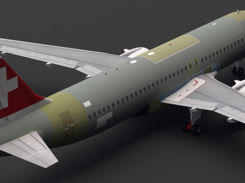 Swiss Air A320 non verniciato Modello 3D