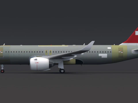 Swiss Air A320 Unpainted 3D Model