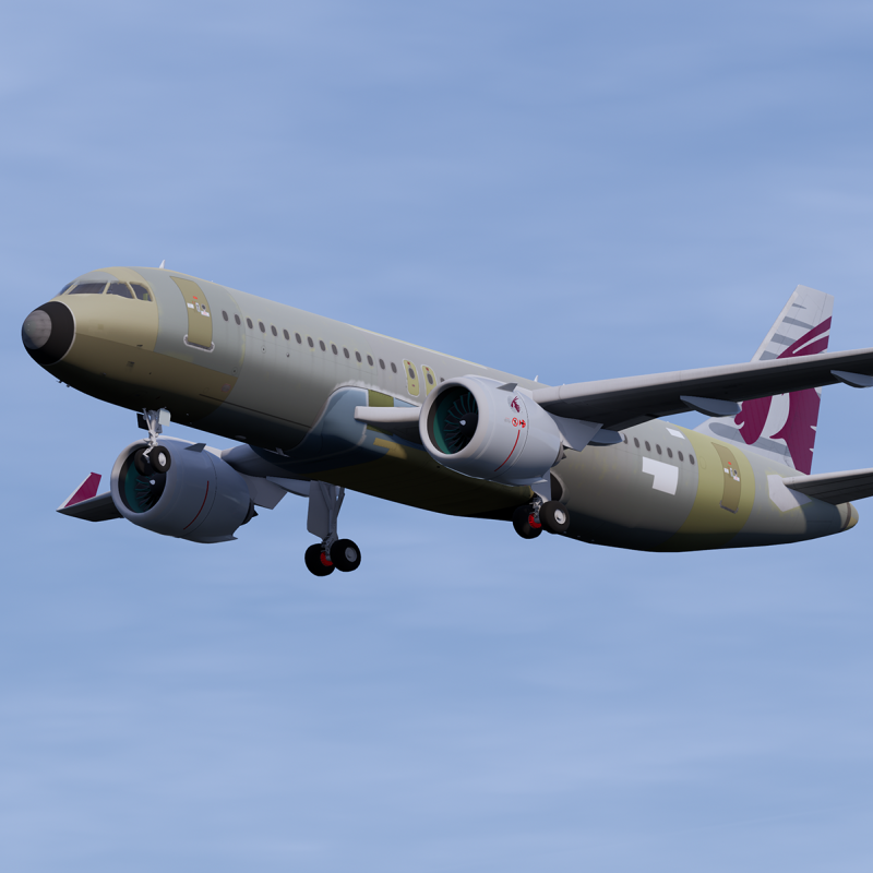 Qatar Airways A320 non verniciato Modello 3D .c4d .max .obj .3ds .fbx .stl .blend 