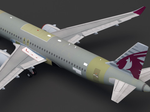 Qatar Airways A320 non verniciato Modello 3D