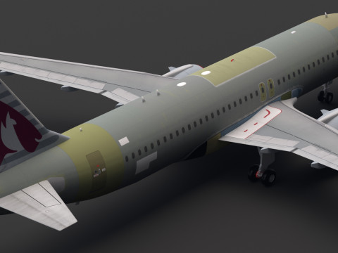 Qatar Airways A320 non verniciato Modello 3D