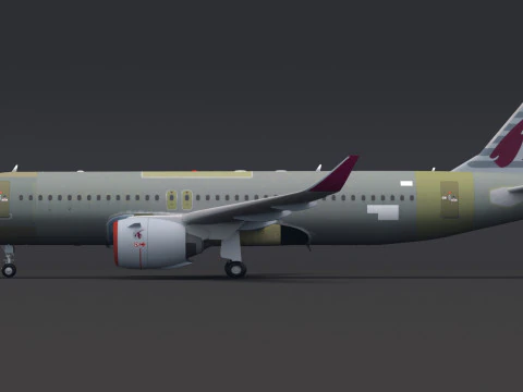 Qatar Airways A320 Unpainted 3D Model
