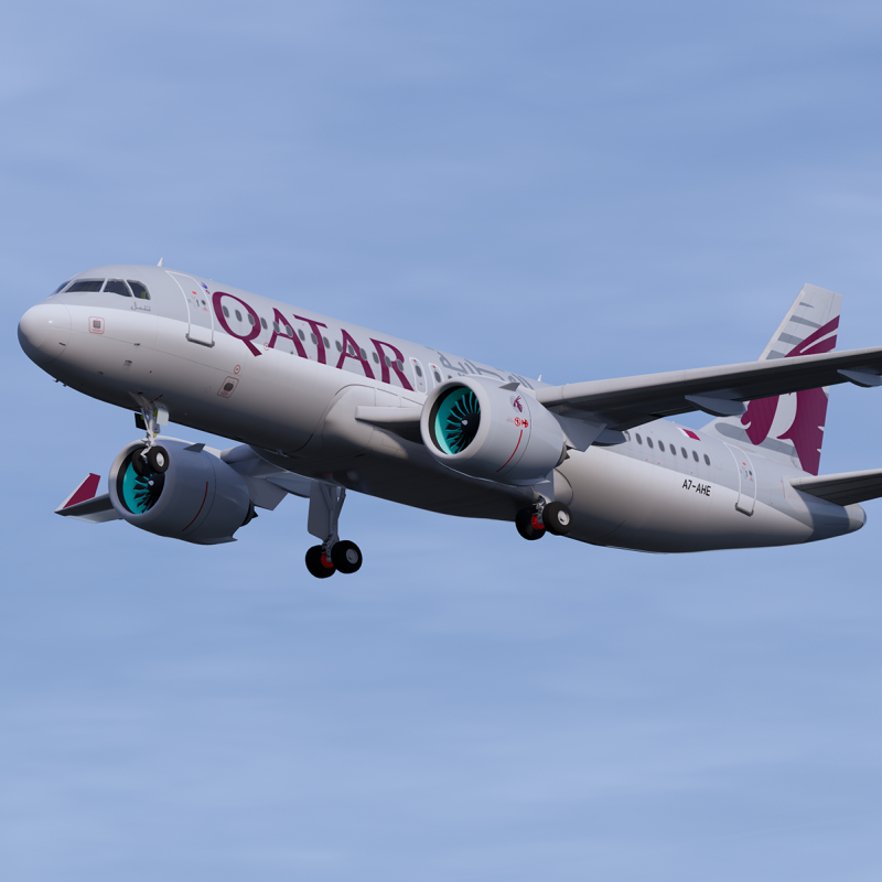 Qatar Airways A320 Airbus NEO 3D Модель .c4d .max .obj .3ds .fbx .stl .blend
