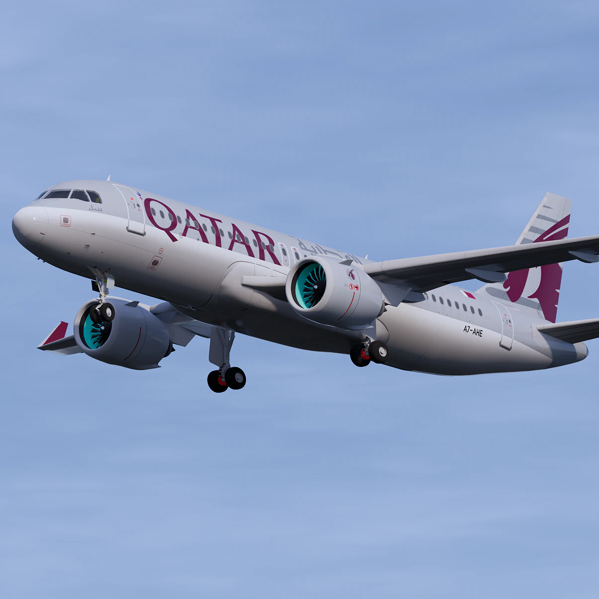Qatar Airways A320 Airbus NEO 3D Model .c4d .max .obj .3ds .fbx .stl .blend 