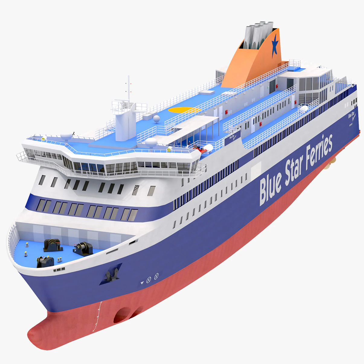 Blue Star Ferries - Blue Star Myconos 3D Model .c4d .max .obj .3ds .fbx .stl .blend 
