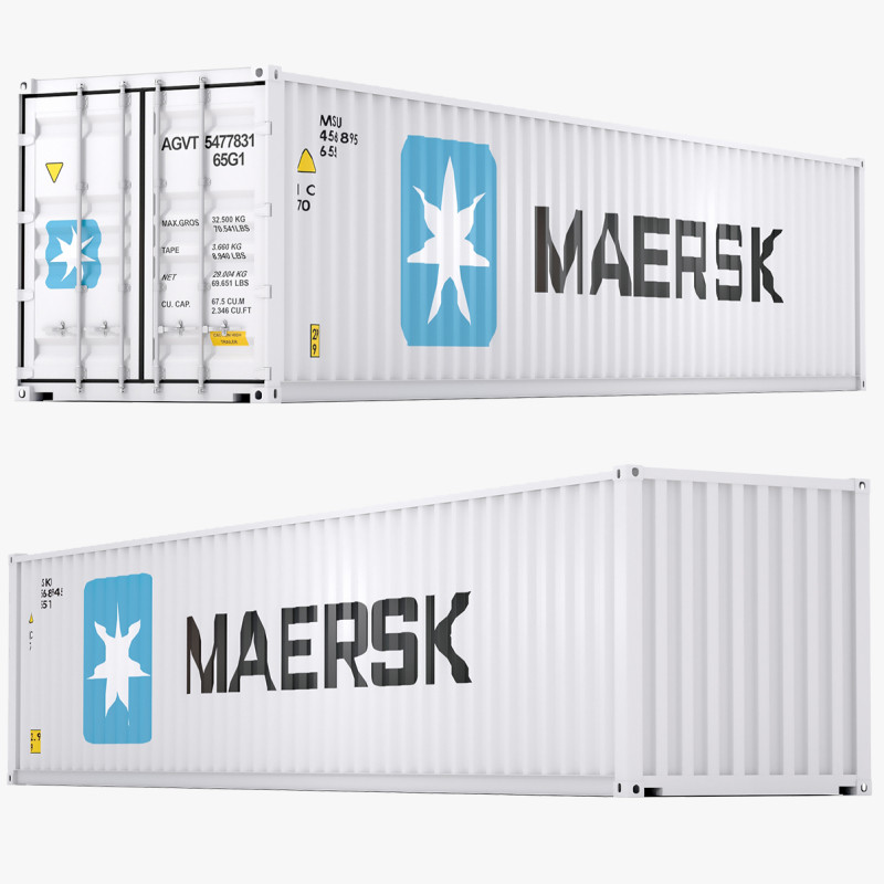 Транспортний контейнер Maersk 3D Модель .c4d .max .obj .3ds .fbx .stl .blend 