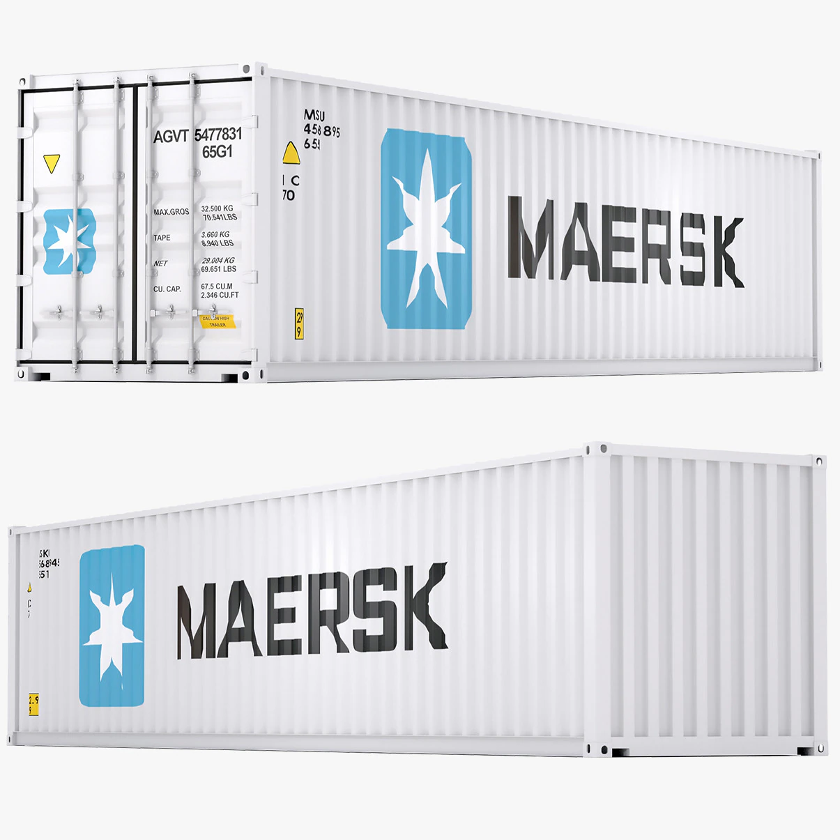 Maersk Shipping Container 3D Model .c4d .max .obj .3ds .fbx .stl .blend 
