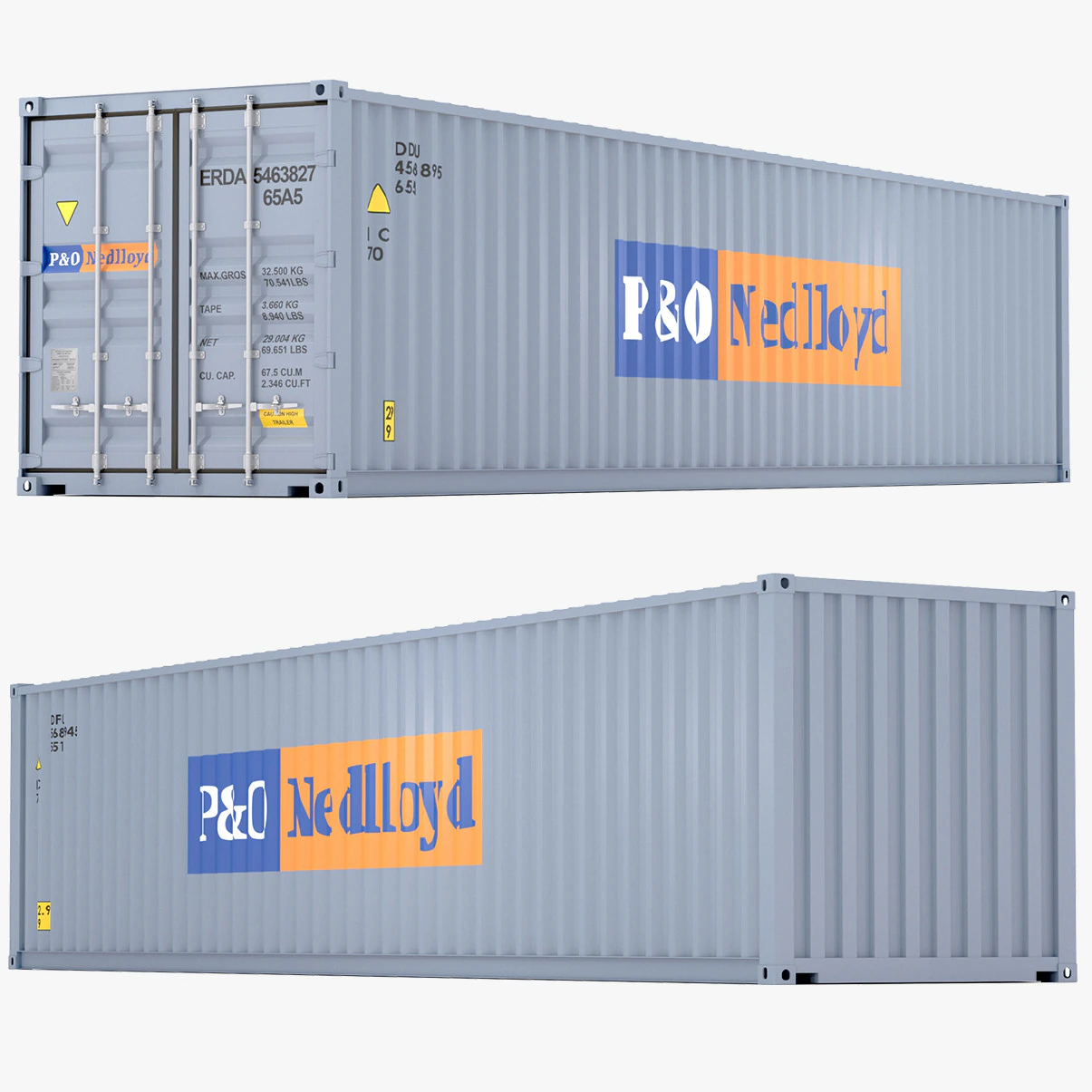 PO Nedlloyd Shipping Container 3D Model .c4d .max .obj .3ds .fbx .stl .blend 