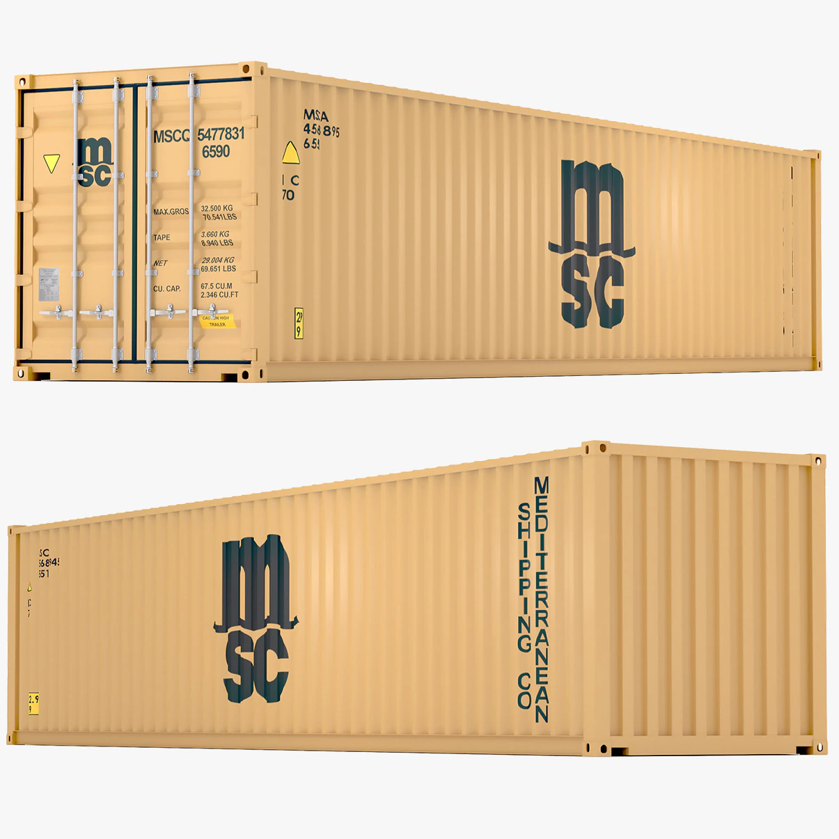 Mediterranean Shipping Company MSC Container 3D Model .c4d .max .obj .3ds .fbx .stl .blend