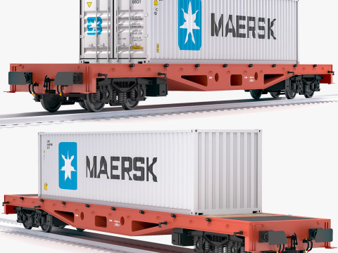Contêiner Maersk para vagão plano Modelo 3D