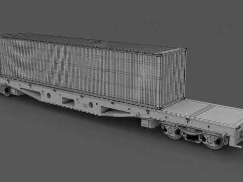 Flat Rail Car Maersk Shipping Container 3D Model