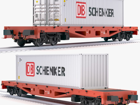Contêiner de transporte DB Schenker para vagão plano Modelo 3D