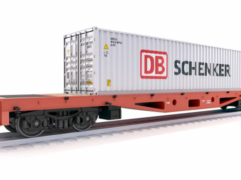 Container per vagoni ferroviari piatti DB Schenker Modello 3D