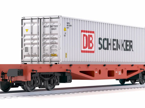 Container per vagoni ferroviari piatti DB Schenker Modello 3D