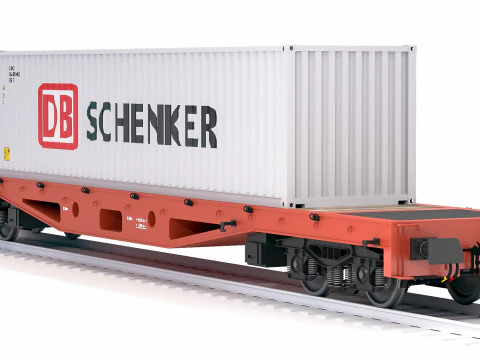 Container per vagoni ferroviari piatti DB Schenker Modello 3D