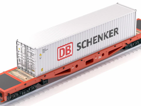 Container per vagoni ferroviari piatti DB Schenker Modello 3D