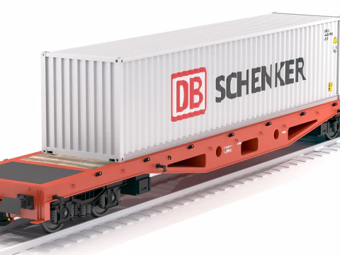 Container per vagoni ferroviari piatti DB Schenker Modello 3D