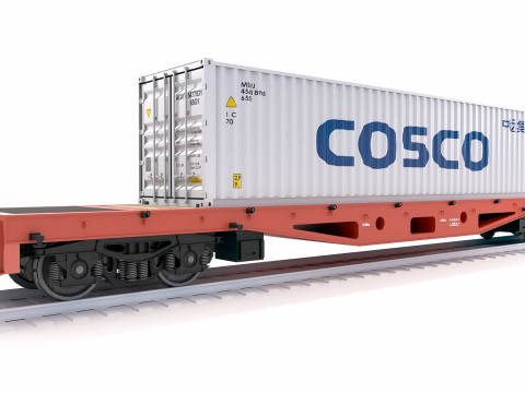Contêiner de transporte Cosco para vagão plano Modelo 3D