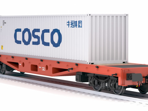 Contêiner de transporte Cosco para vagão plano Modelo 3D
