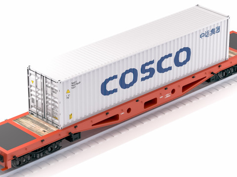 Contêiner de transporte Cosco para vagão plano Modelo 3D