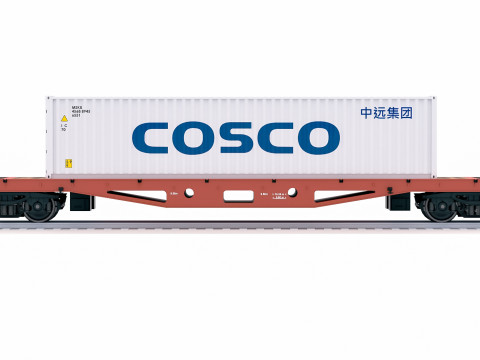 Contêiner de transporte Cosco para vagão plano Modelo 3D