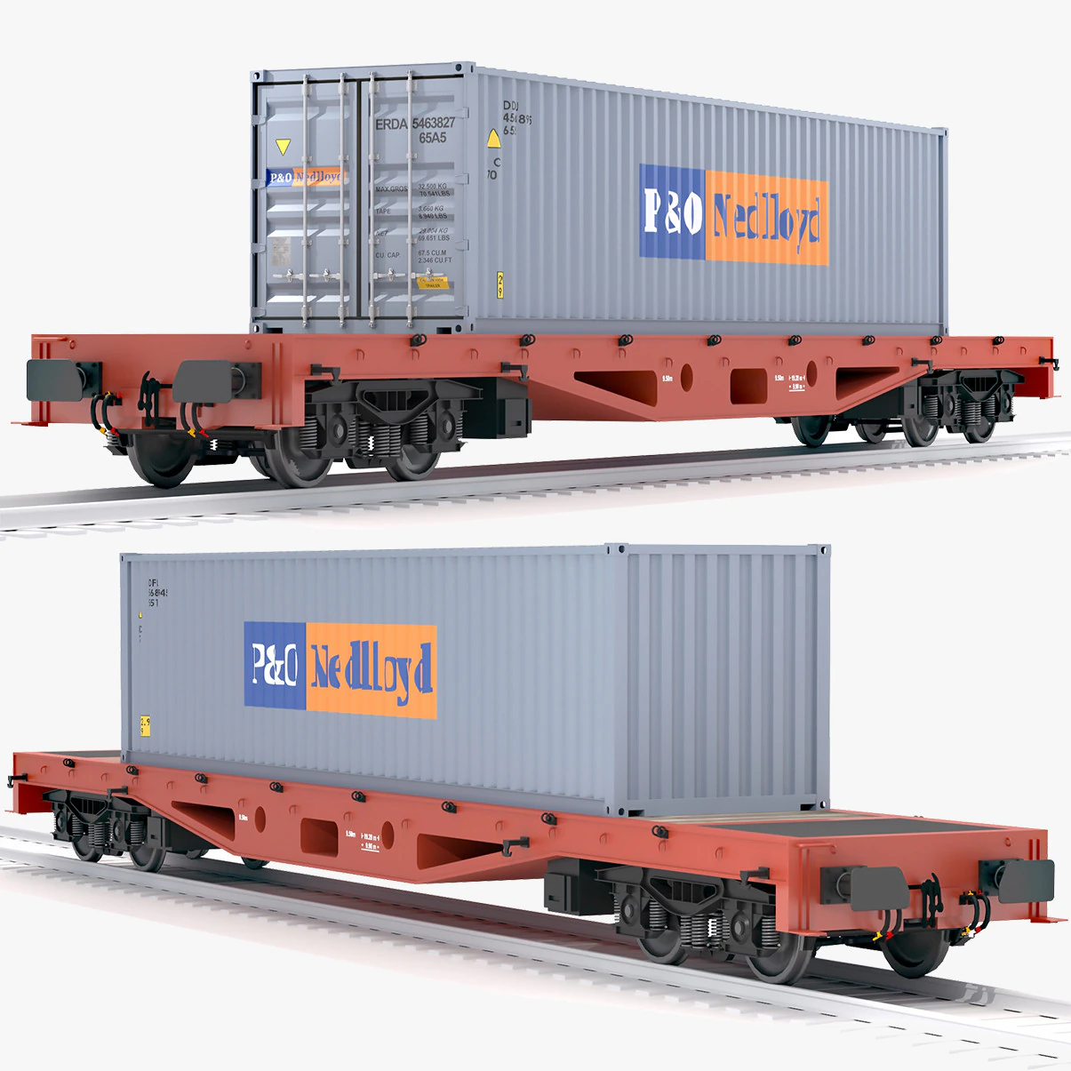 Contenedor de transporte P y O para vagones planos Modelo 3D .c4d .max .obj .3ds .fbx .stl .blend 