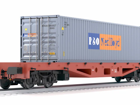 Contenedor de transporte P y O para vagones planos Modelo 3D