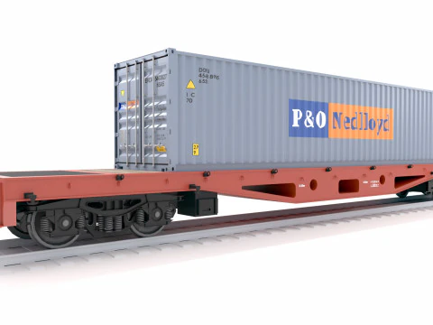 Contenedor de transporte P y O para vagones planos Modelo 3D