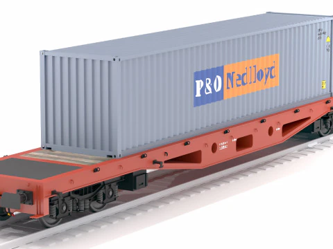 Contenedor de transporte P y O para vagones planos Modelo 3D