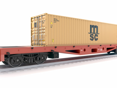 Vagão plano Mediterrâneo Shipping Company MSC Container Modelo 3D