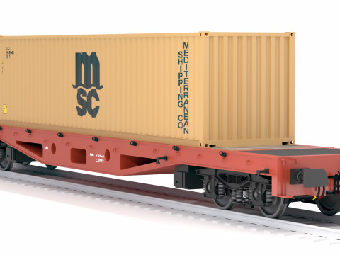 Vagão plano Mediterrâneo Shipping Company MSC Container Modelo 3D