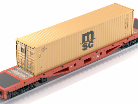 Vagão plano Mediterrâneo Shipping Company MSC Container Modelo 3D
