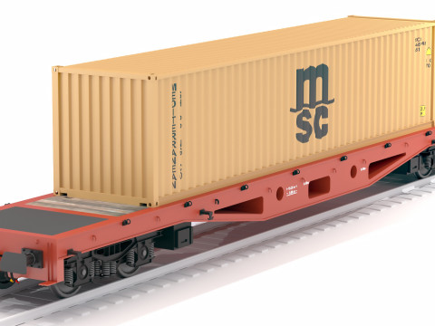 Vagão plano Mediterrâneo Shipping Company MSC Container Modelo 3D