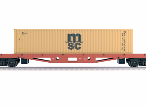 Vagão plano Mediterrâneo Shipping Company MSC Container Modelo 3D