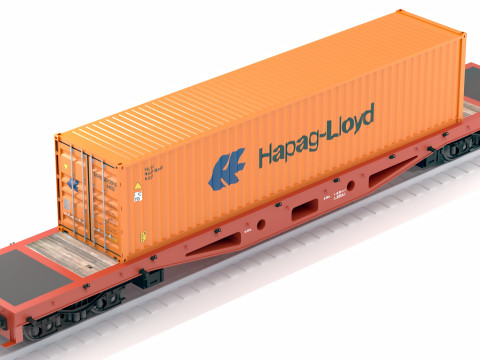 扁平轨道车赫伯罗特海运集装箱 3D 模型