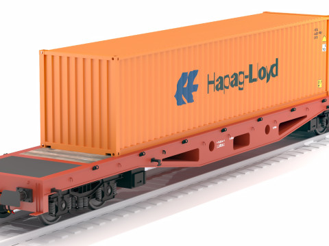 扁平轨道车赫伯罗特海运集装箱 3D 模型