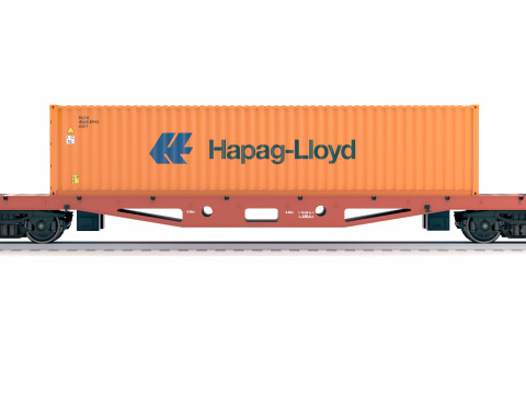 扁平轨道车赫伯罗特海运集装箱 3D 模型