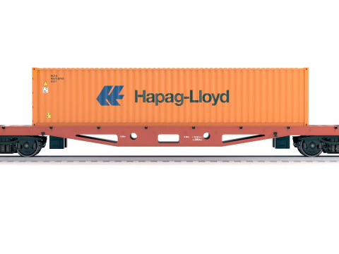 फ्लैट रेल कार हापाग लॉयड शिपिंग कंटेनर 3D मॉडल