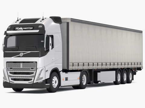 Volvo fh16 з промисловим причепом 3D Модель