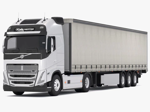 Volvo fh16 with Industrial Trailer 3D Model