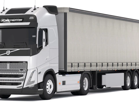 Volvo fh16 con remolque industrial Modelo 3D
