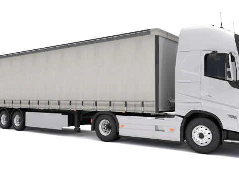 Volvo fh16 con remolque industrial Modelo 3D